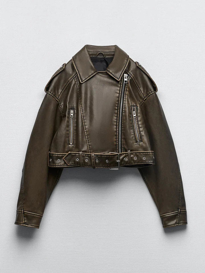 Elegante chaqueta de cuero de invierno de estilo midi para mujer | Ideal para el invierno
