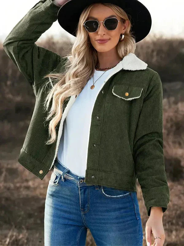 Chaqueta de pana Loraine | Chaqueta de invierno con forro polar para mujer