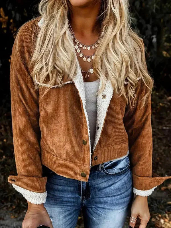 Chaqueta de pana Loraine | Chaqueta de invierno con forro polar para mujer