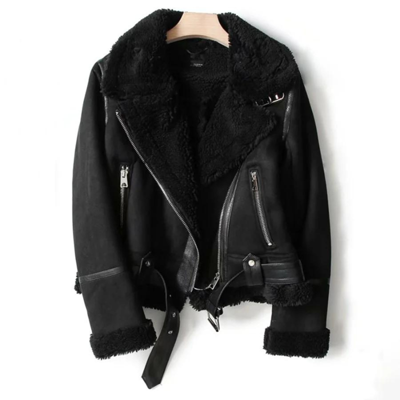Chaqueta de cuero con forro de sherpa | Macie