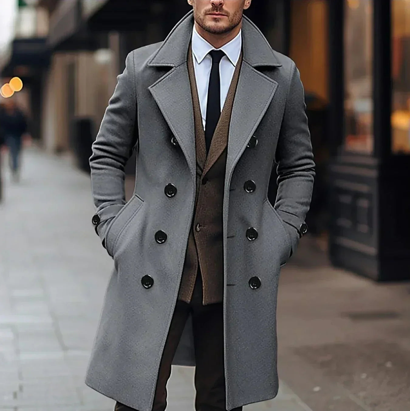Elegante abrigo de lana para hombre para los días fríos