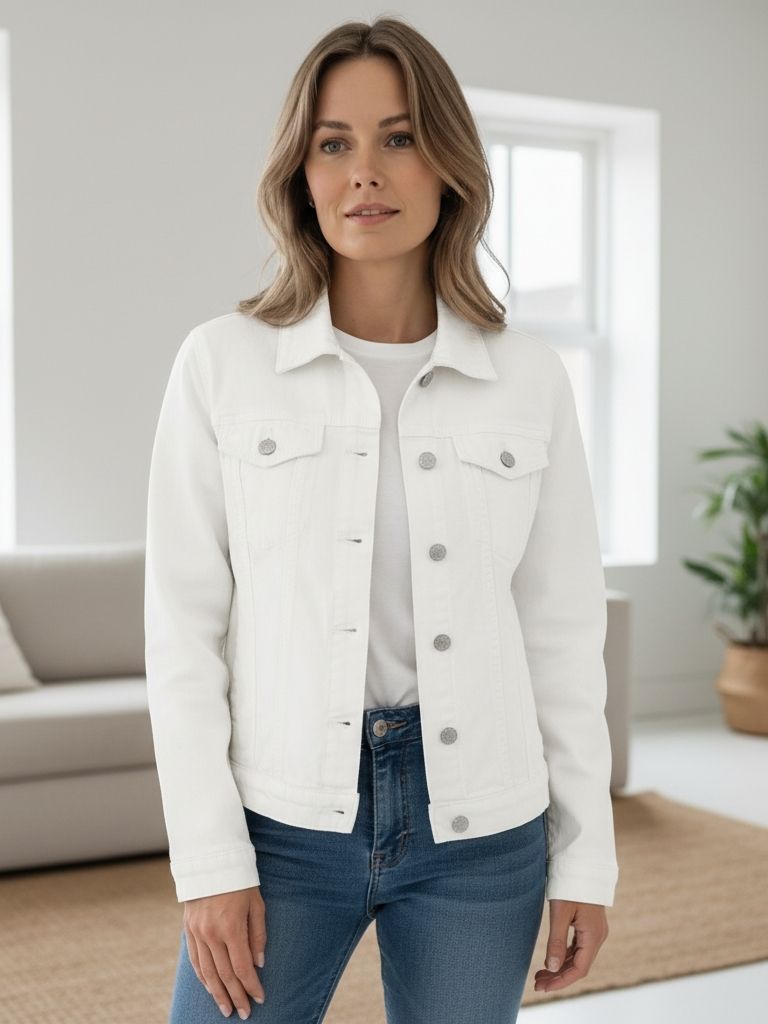 Marina | Chaqueta vaquera sostenible para mujer con botones y bolsillos elegantes
