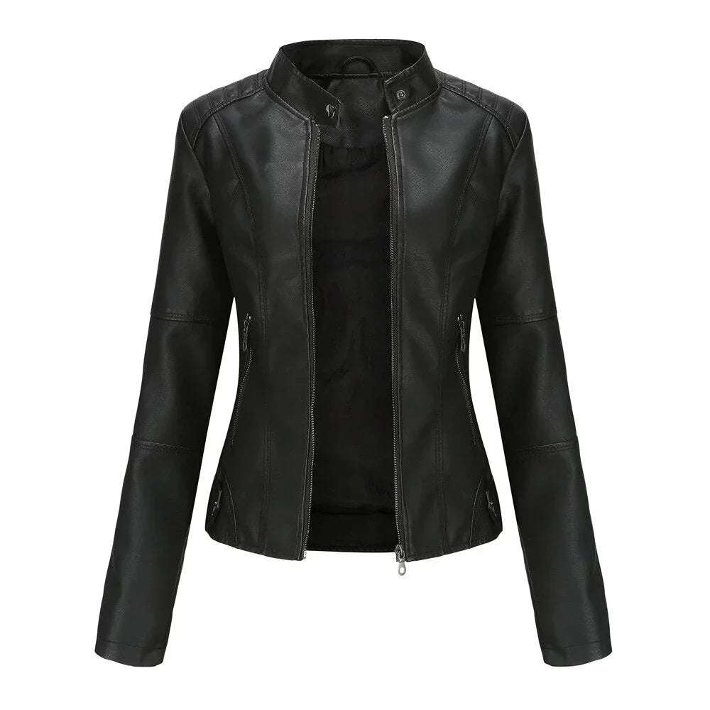 Meli | chaqueta de cuero de las mujeres con mao