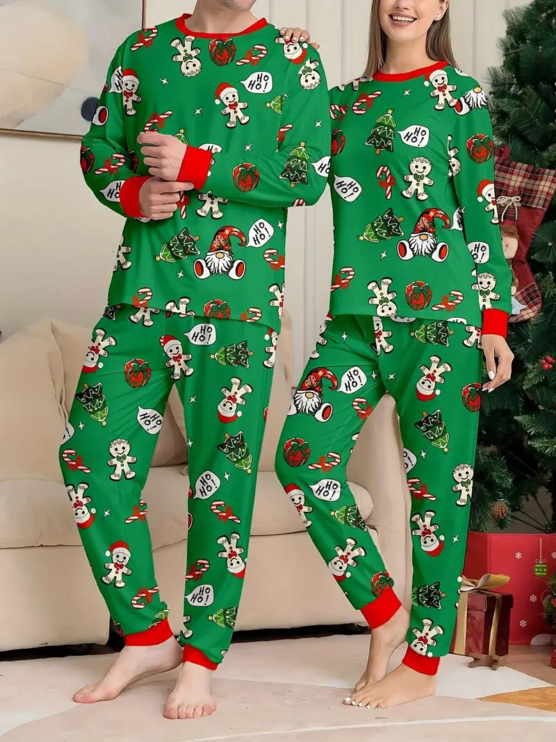Conjunto de pijama Heidi-Mode con estampado navideño de hombre de jengibre