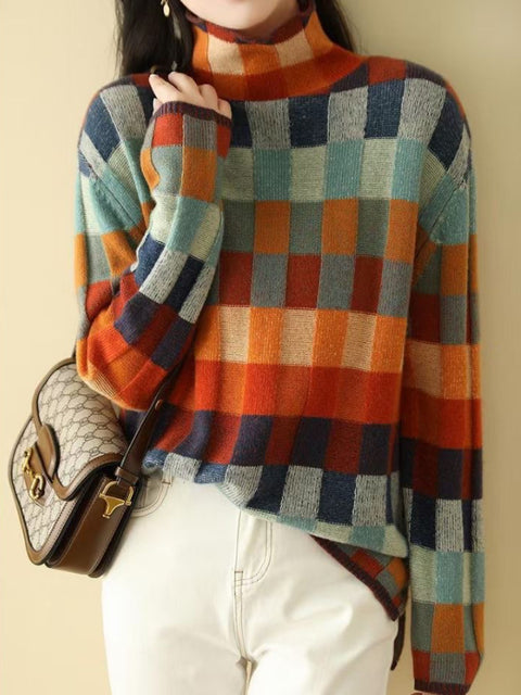 Jersey de mujer Cuello alto multicolor