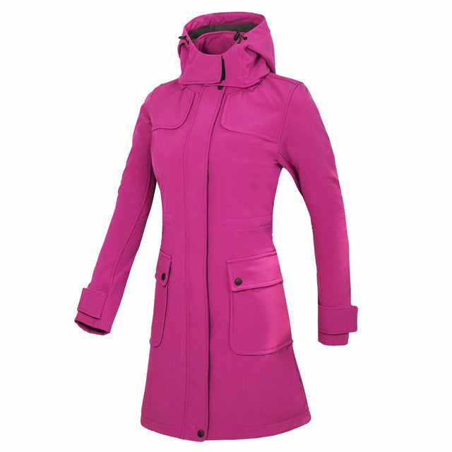 Chaqueta larga impermeable con capucha para mujer | Perfecta para actividades al aire libre