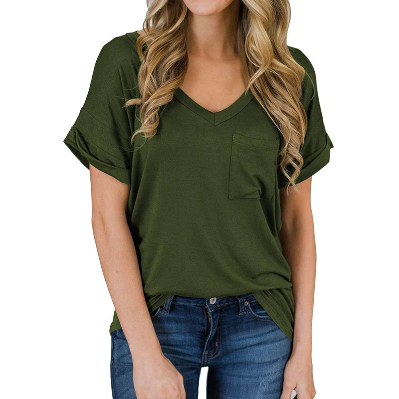 Camiseta de mujer con cuello en V