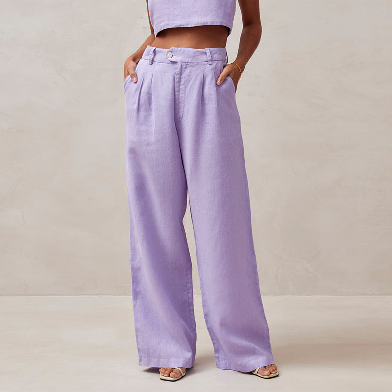 Berke - Pantalones de talle alto para mujer con perneras rectas sueltas