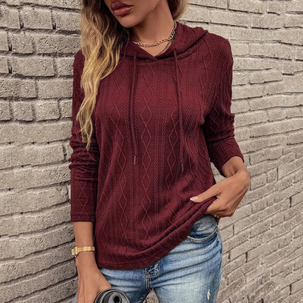 Jersey de manga larga con capucha y cordones para mujer