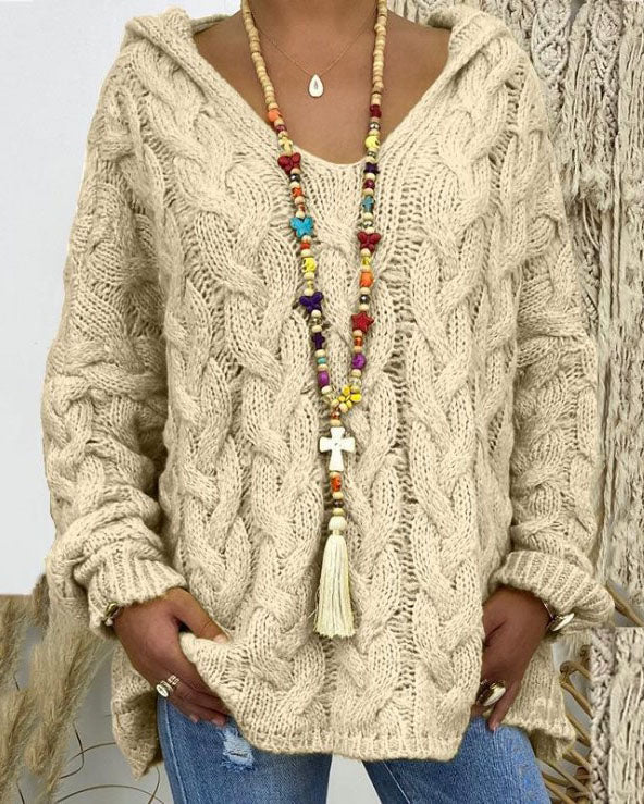 Jersey de punto holgado con capucha para mujer