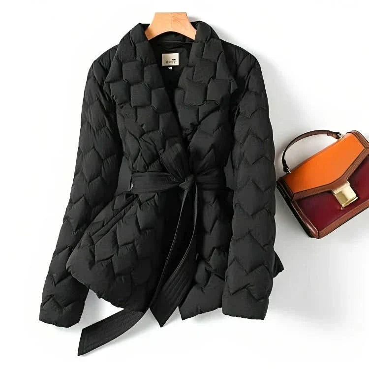 Chaqueta chic y moderna con cinturón para mujer