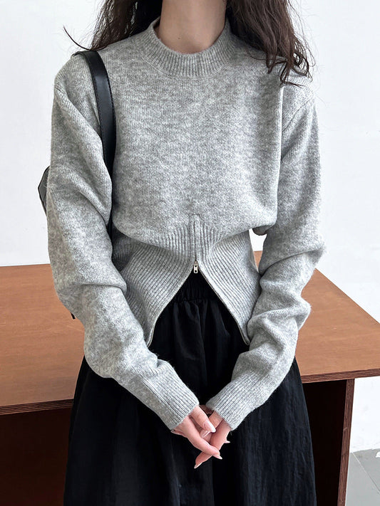 Jersey de mujer con cuello redondo y cinturilla
