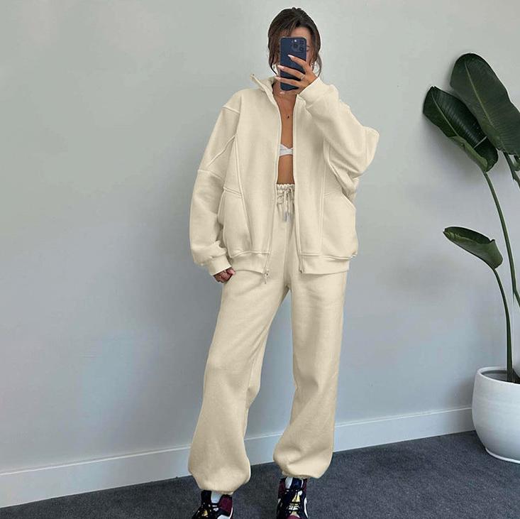 Elisa | Conjunto de chaqueta con cremallera y pantalón de jogging con cordón de ajuste