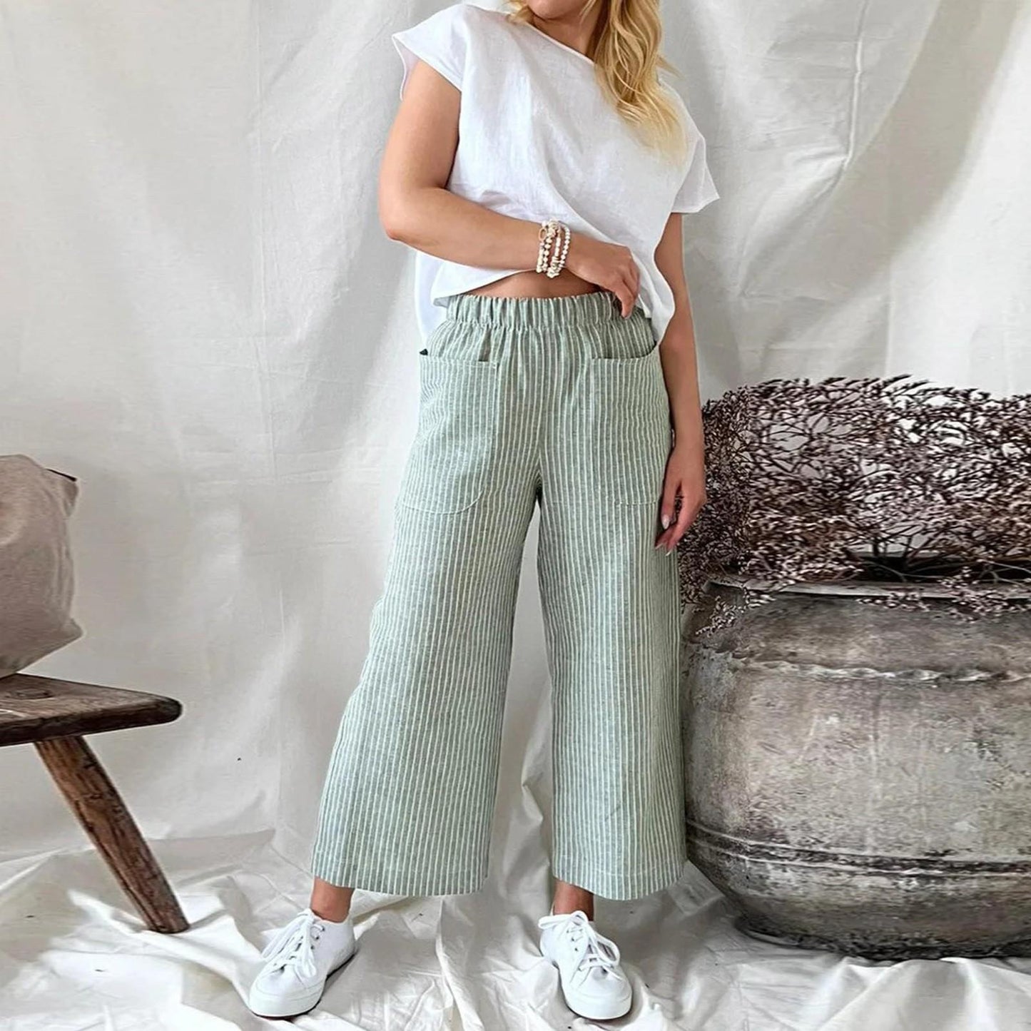 Katryn - Pantalones clásicos de franela para mujer