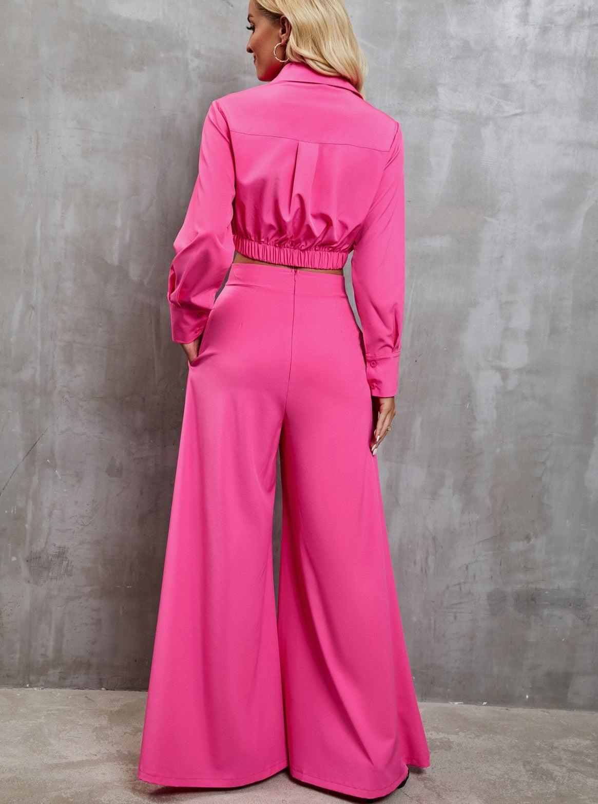 Cara - Conjunto Chic de manga larga y pierna ancha para mujer