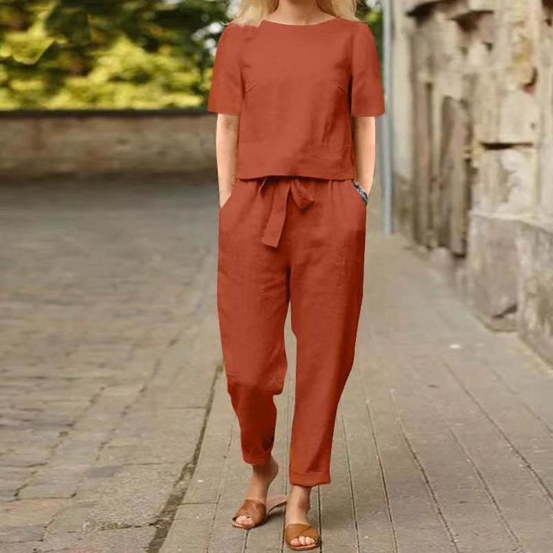 Elegante y colorido conjunto de verano de dos piezas