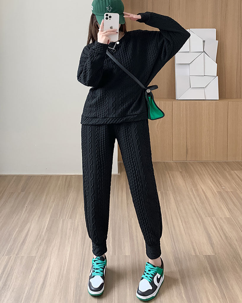 Jersey de dos piezas de manga larga y pantalón de mujer