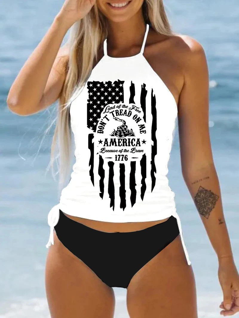 Bañador con estilo con estampado en un motivo dividido