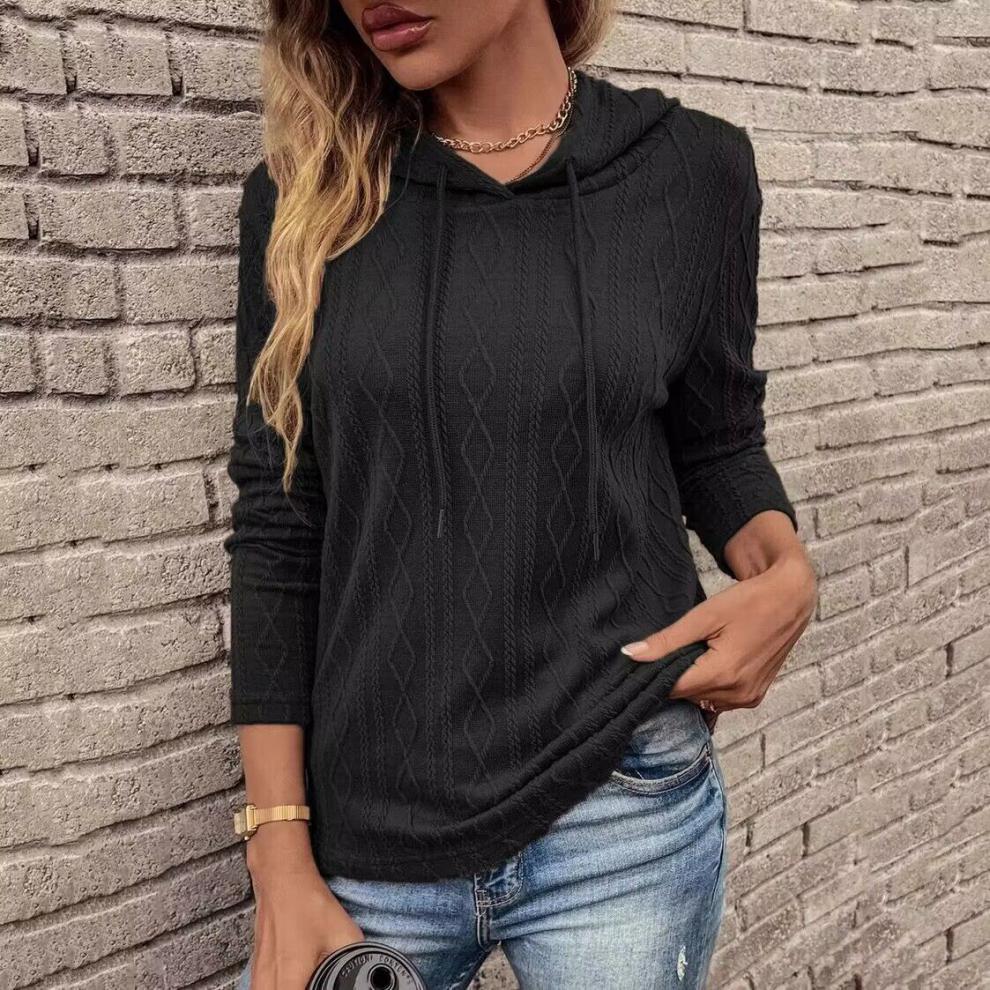 Jersey de manga larga con capucha y cordones para mujer