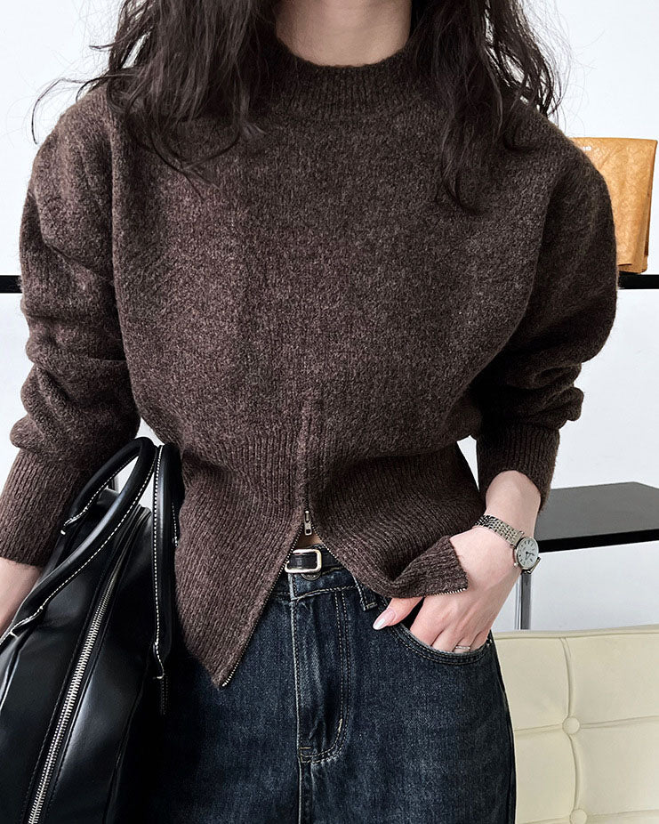Jersey de mujer con cuello redondo y cinturilla