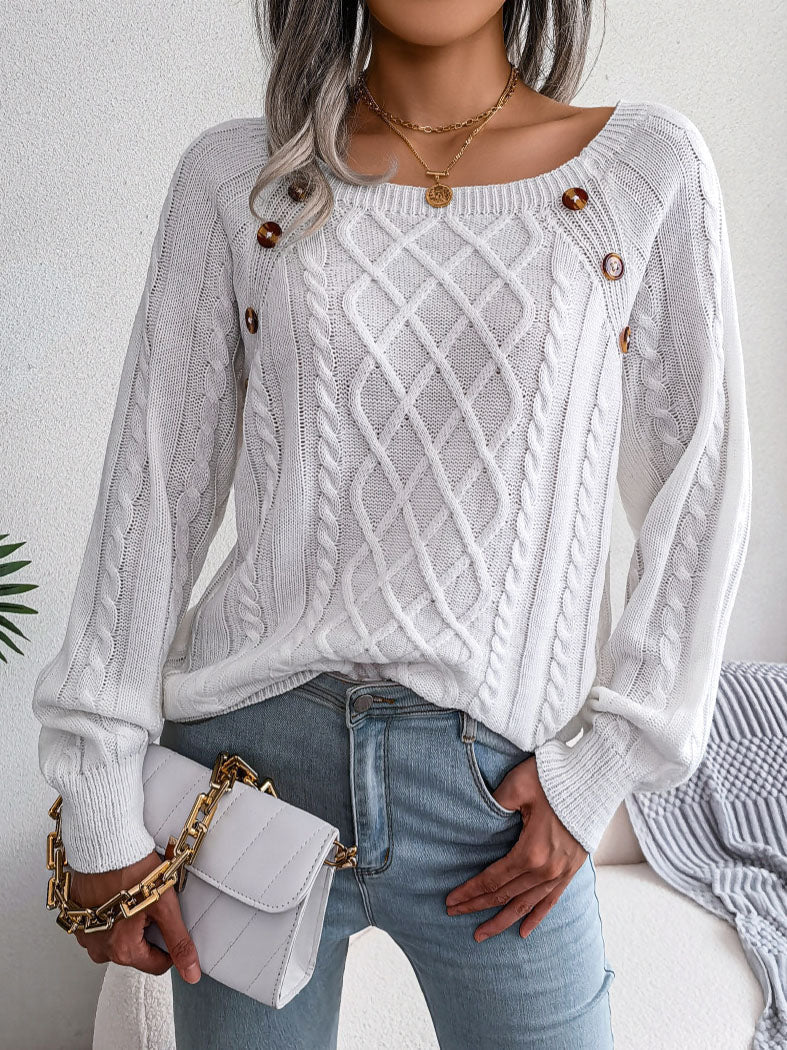 Jersey de señora con cuello redondo y botones