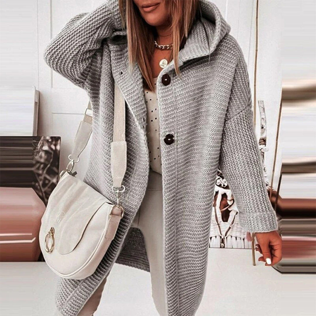 Chaqueta de punto con botones y capucha