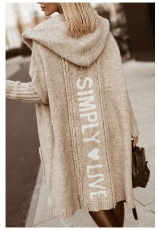 Elegante chaqueta de punto larga para mujer