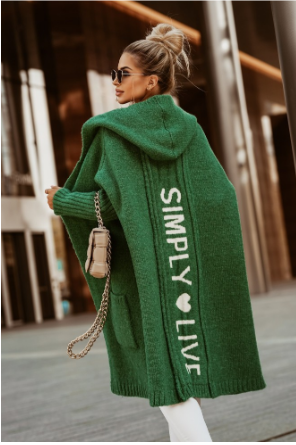 Elegante chaqueta de punto larga para mujer
