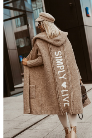 Elegante chaqueta de punto larga para mujer