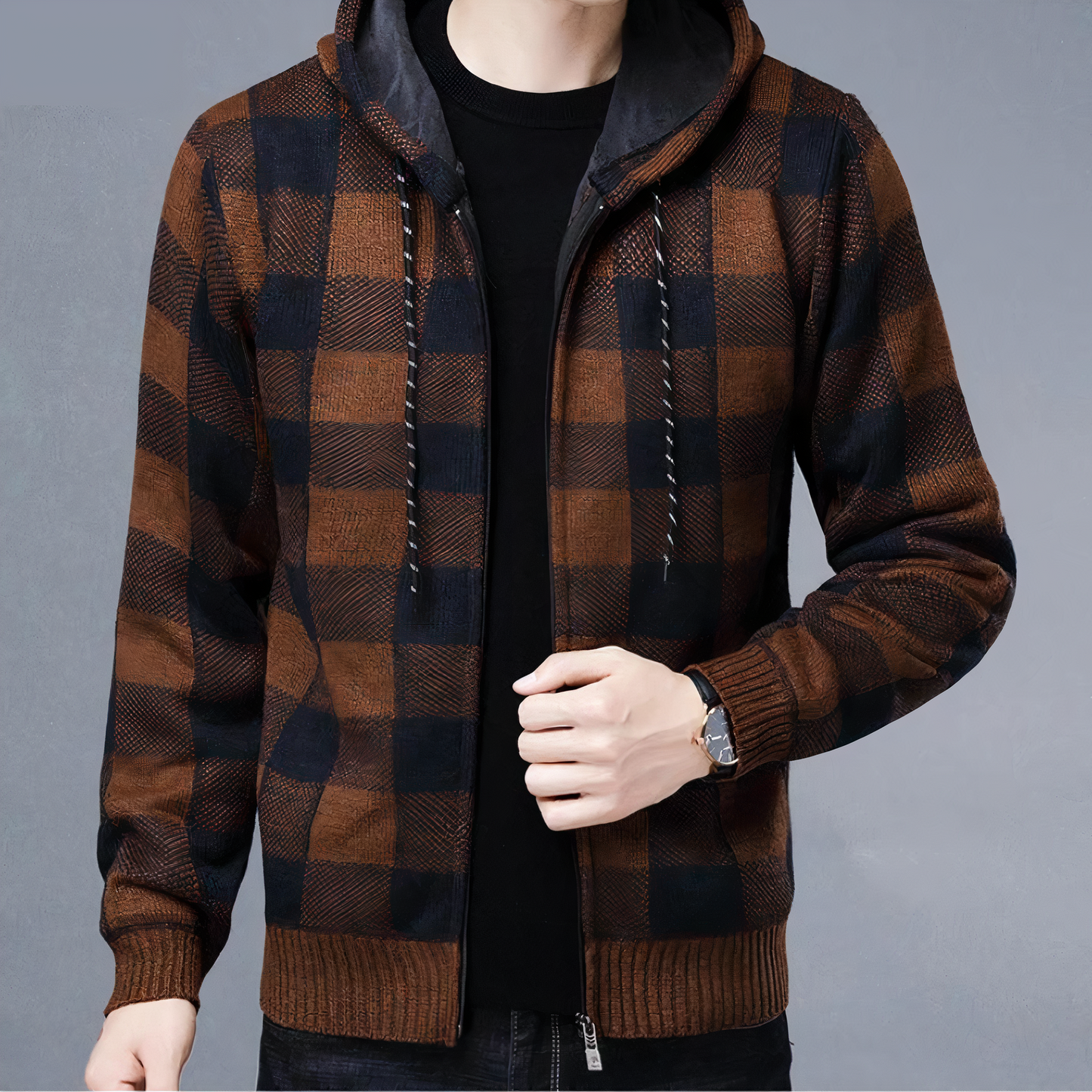 RAFAEL | Chaqueta de cuadros con capucha