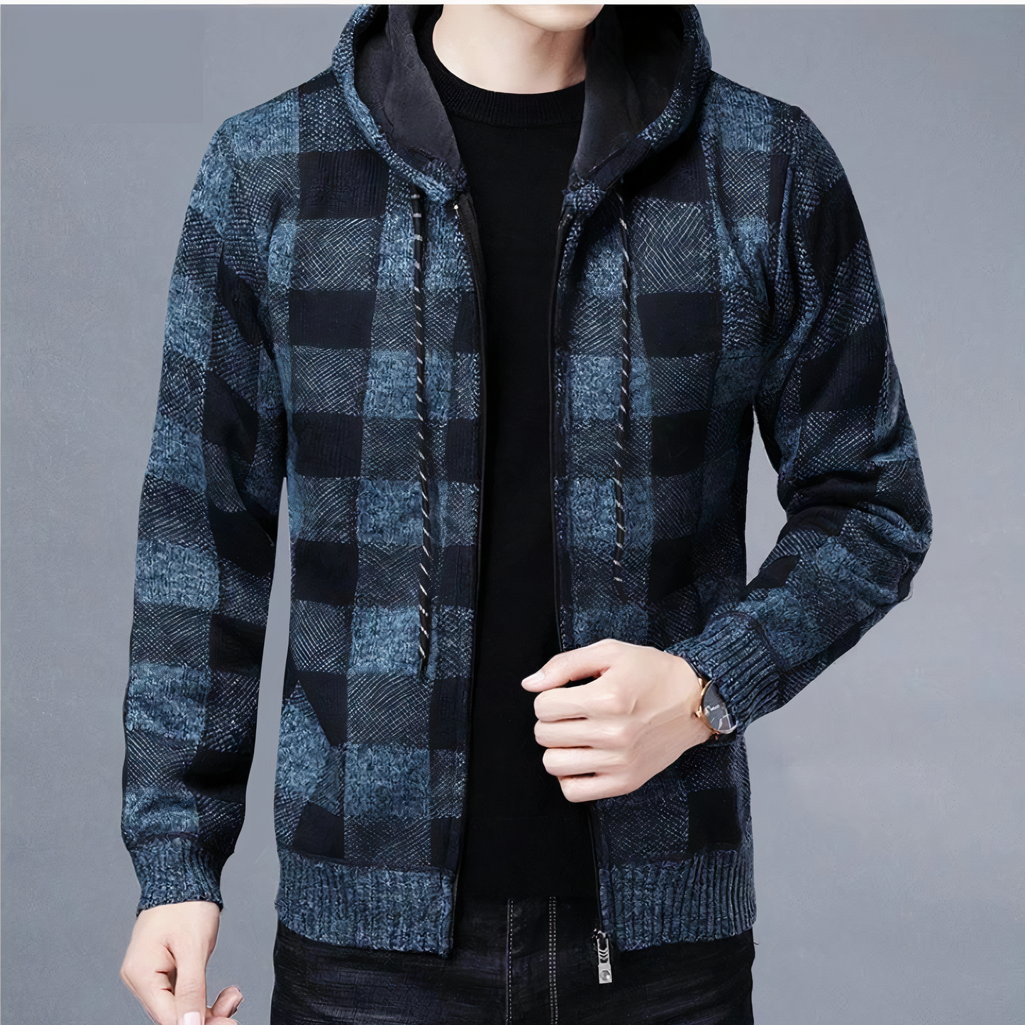 RAFAEL | Chaqueta de cuadros con capucha