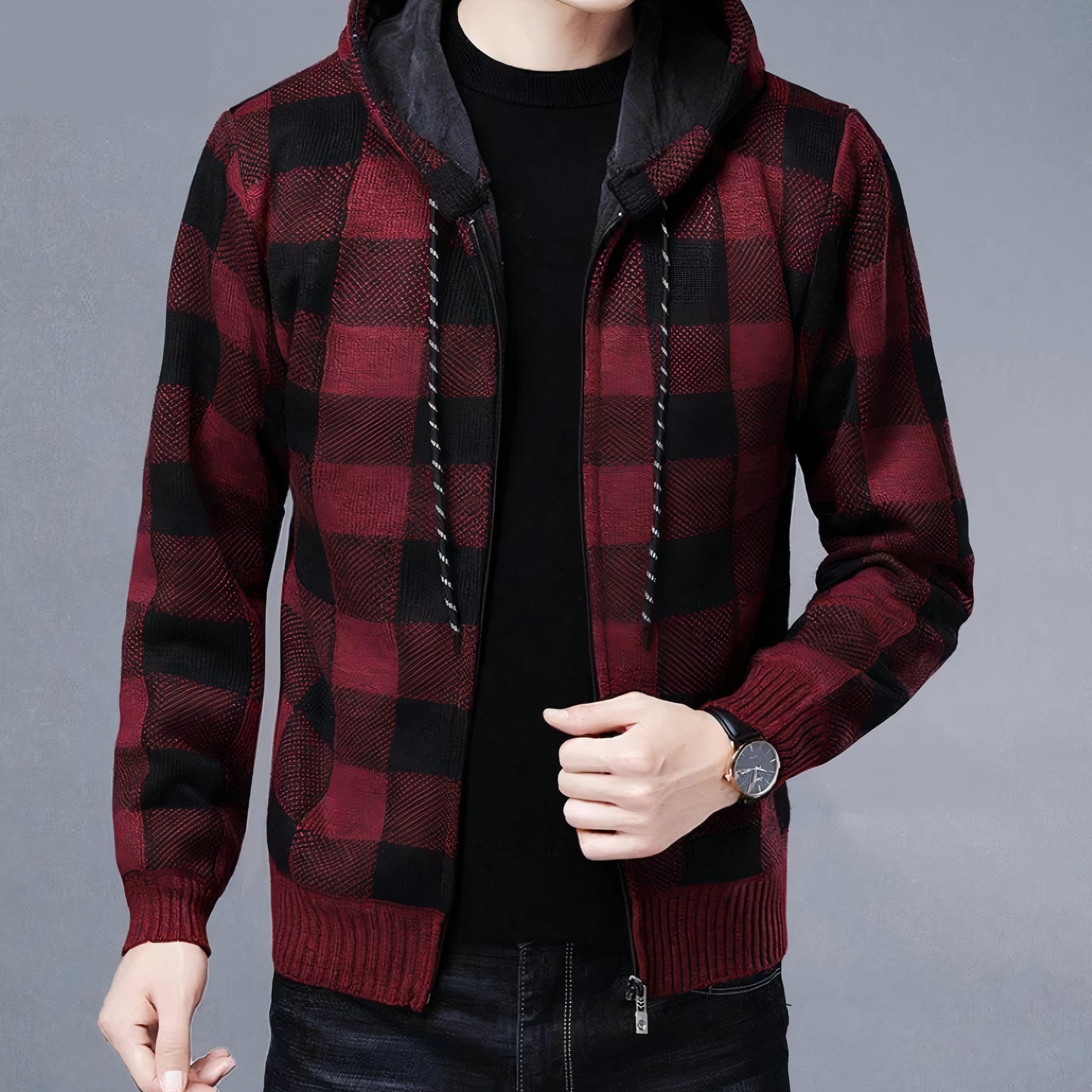 RAFAEL | Chaqueta de cuadros con capucha
