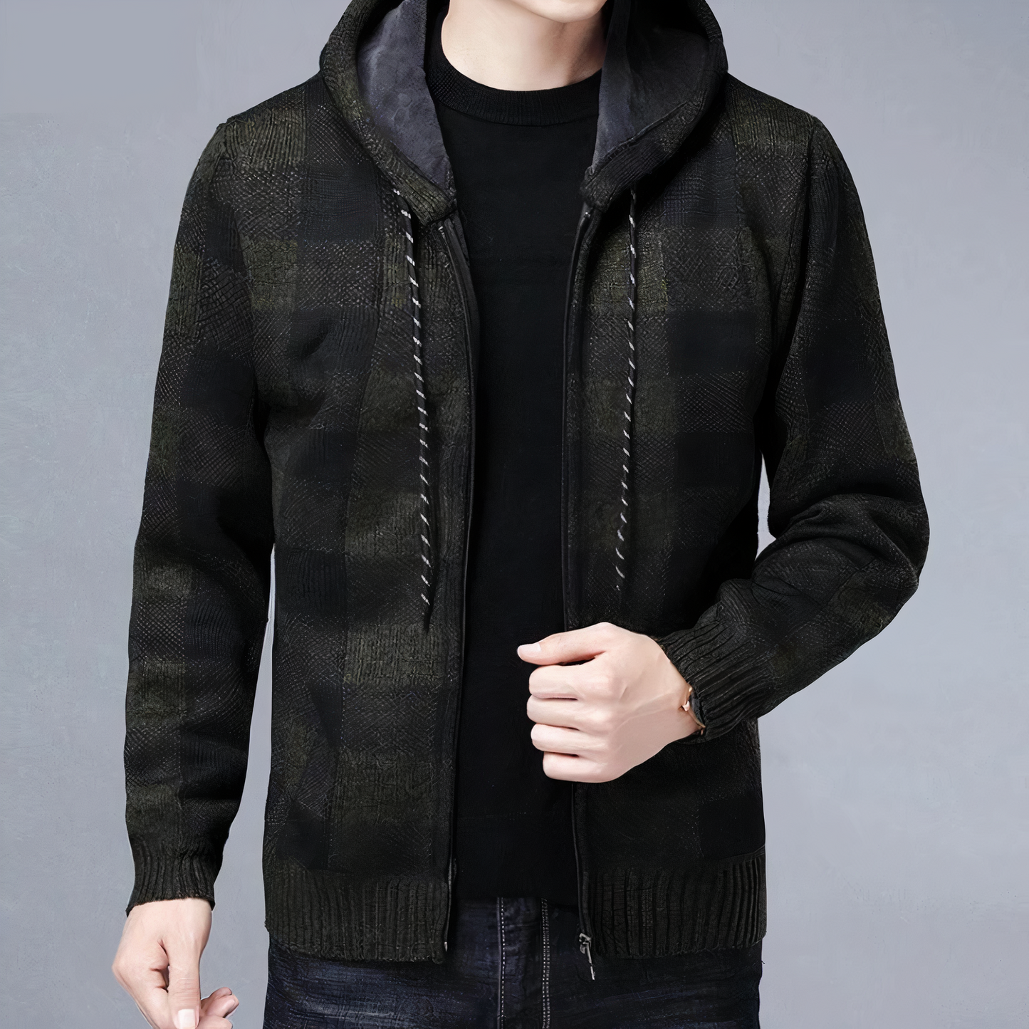 RAFAEL | Chaqueta de cuadros con capucha