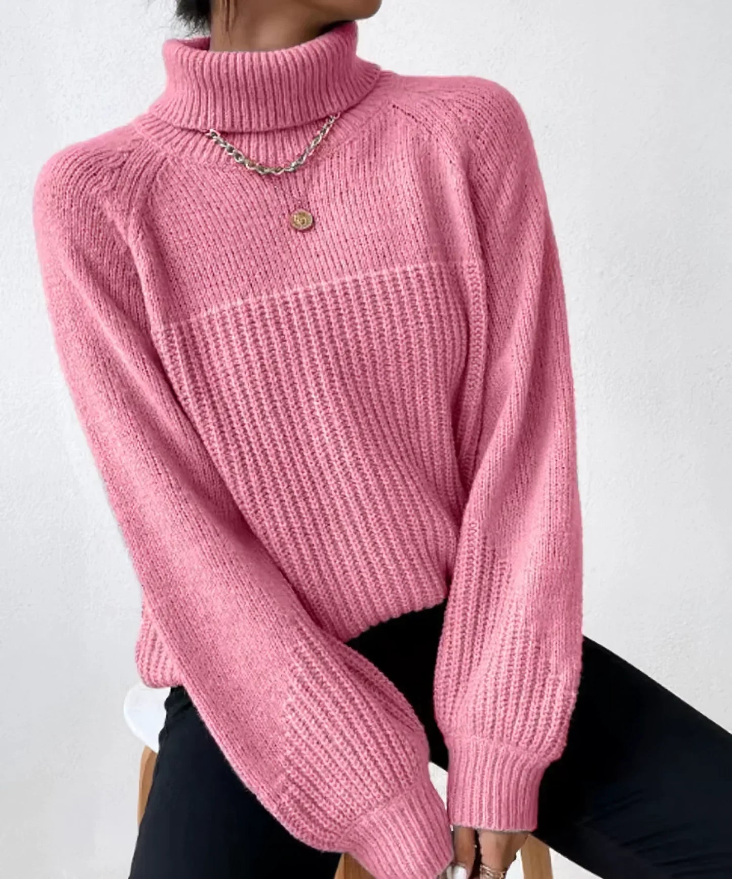 Malani - Elegante jersey de punto de cuello alto para mujer