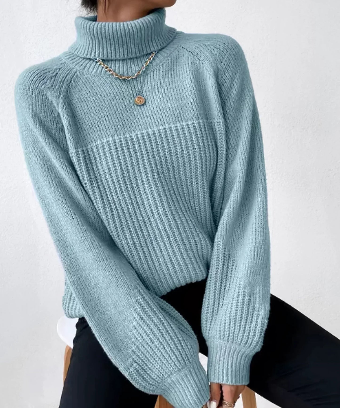 Malani - Elegante jersey de punto de cuello alto para mujer