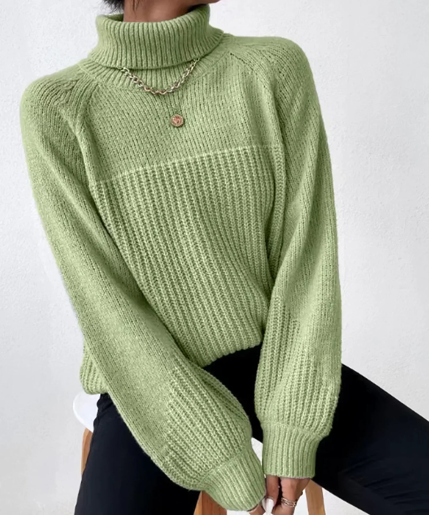 Malani - Elegante jersey de punto de cuello alto para mujer
