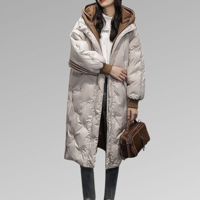 Chaqueta larga forrada para mujer | Negra | Cálida y cómoda