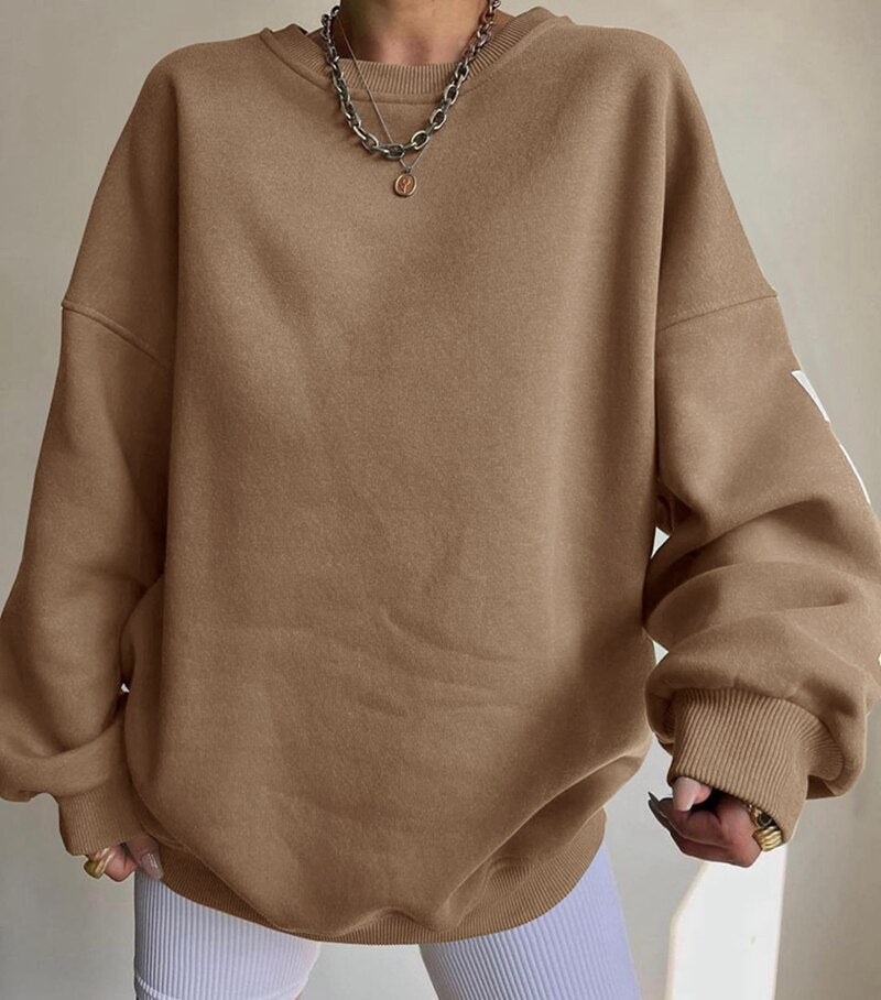 Irene - Jersey de manga larga con cuello en O para mujer