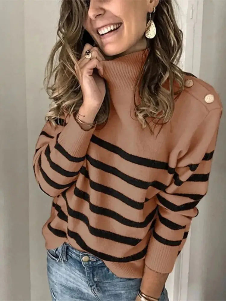 Nataly - jersey de punto a rayas con cuello alto