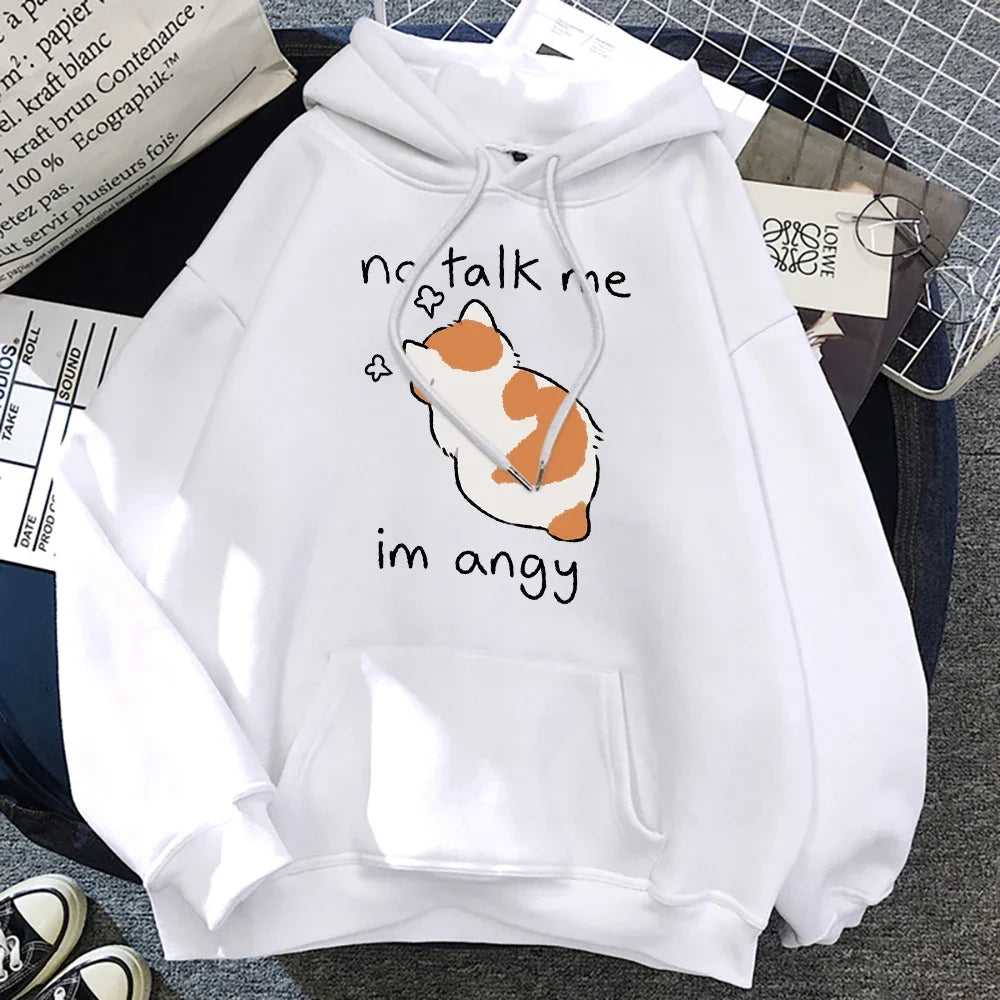 Grethe | Sudadera oversize con capucha y estampado de gatos para mujer