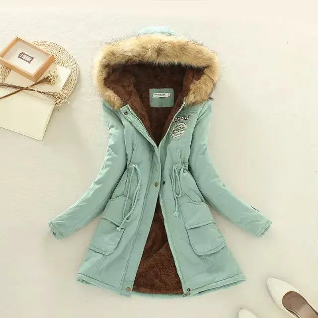 Hilde | cálida chaqueta de invierno forrada con capucha para mujer