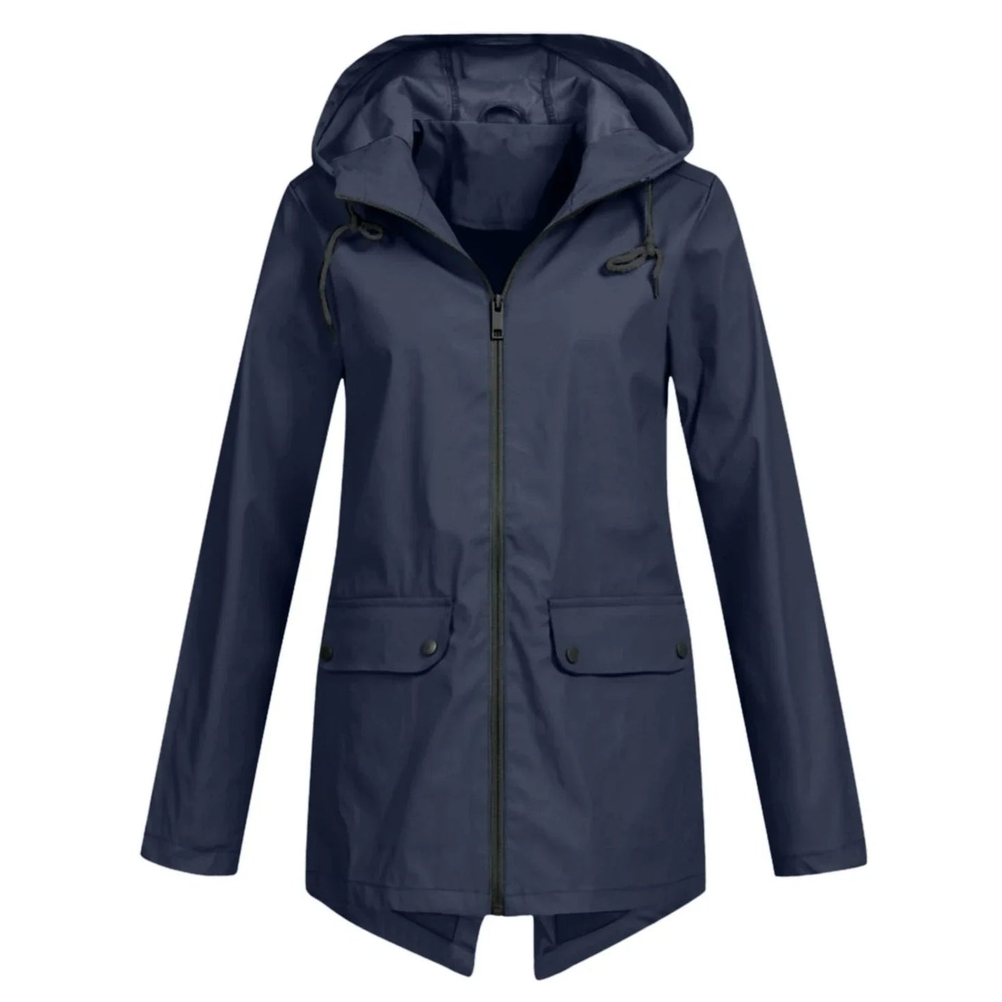 Chubasquero casual impermeable con capucha y cremallera para mujer | Ideal para otoño/invierno