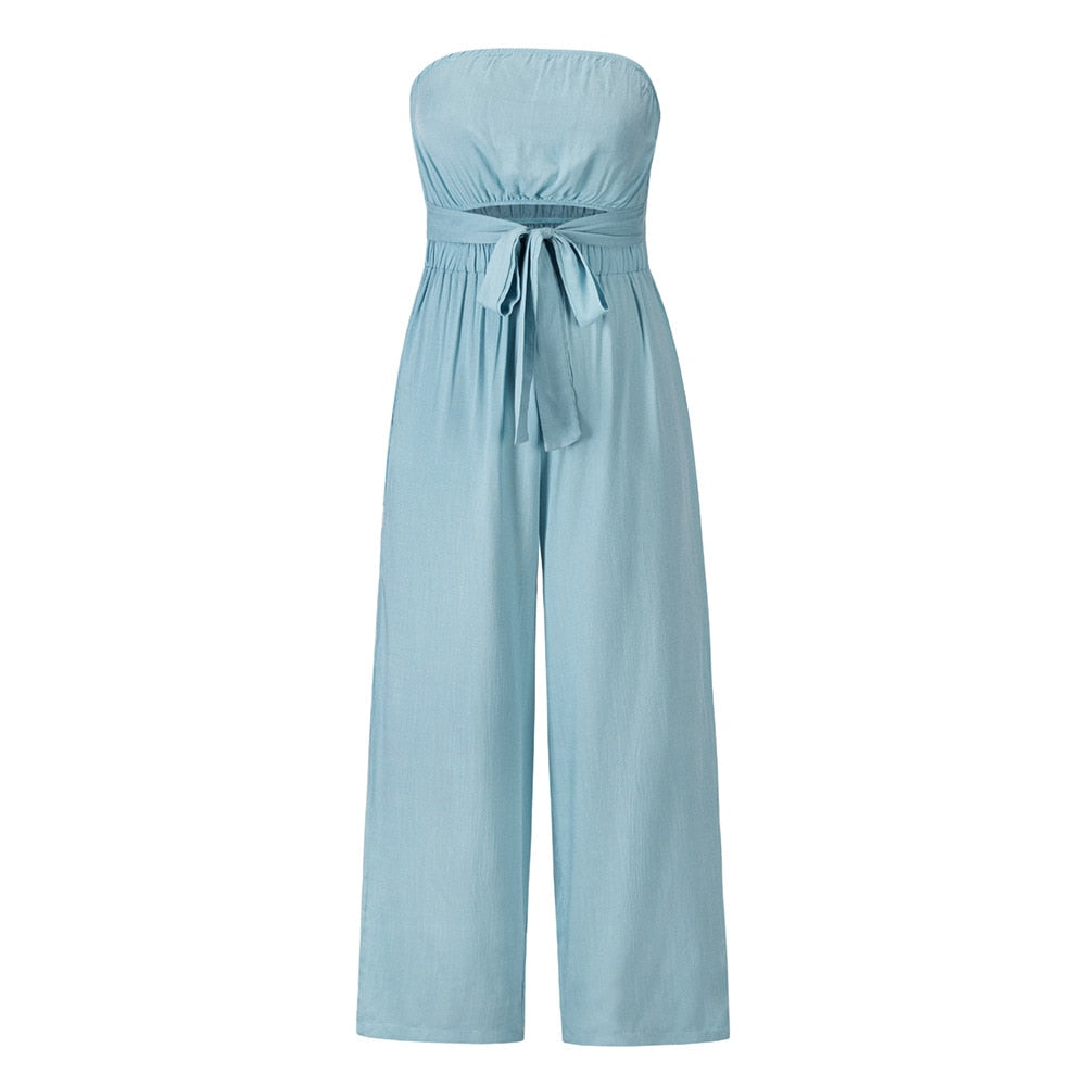 Mono sin tirantes pierna ancha | Verano 2024 Chic Romper | Sexy Slim Fit