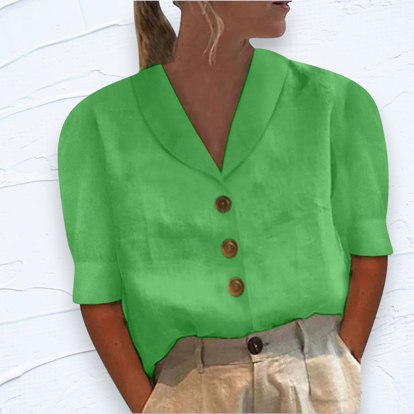 Amy - Top con cuello y botones