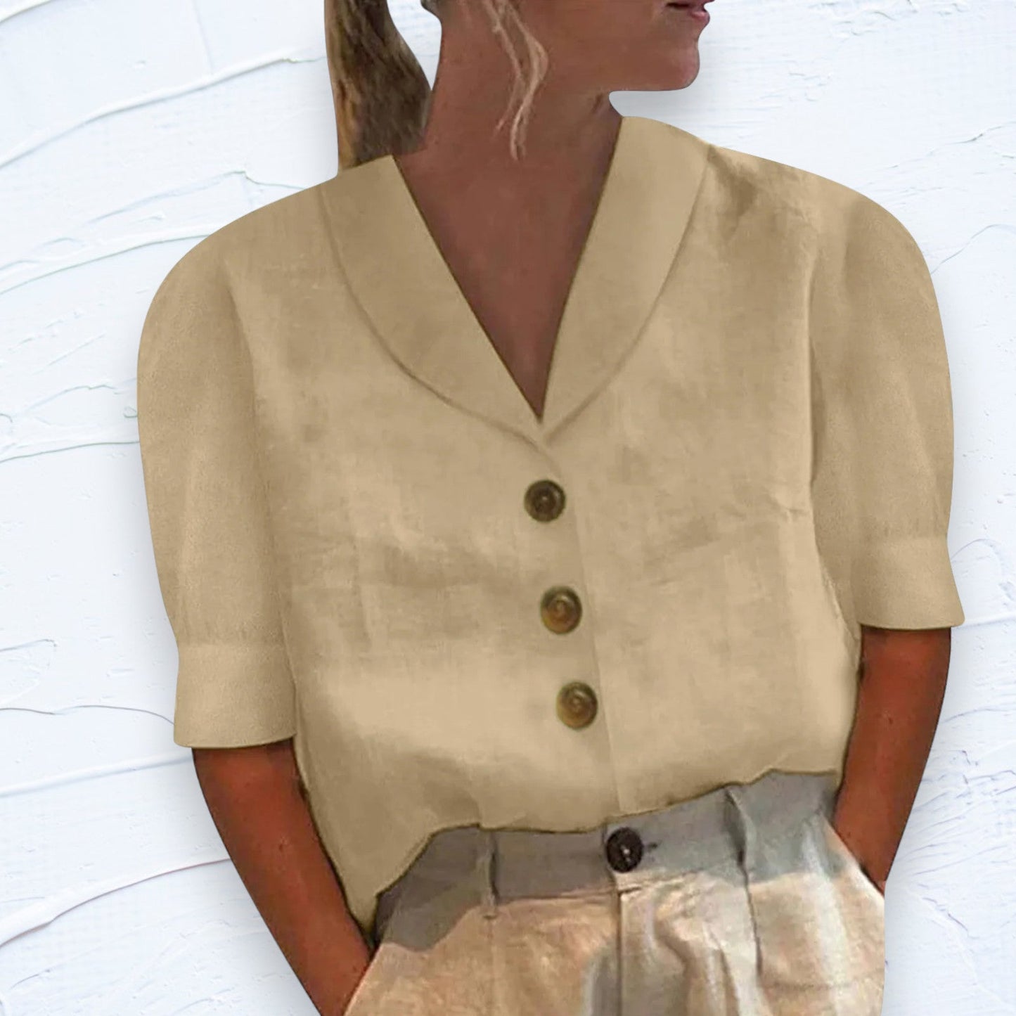 Amy - Top con cuello y botones