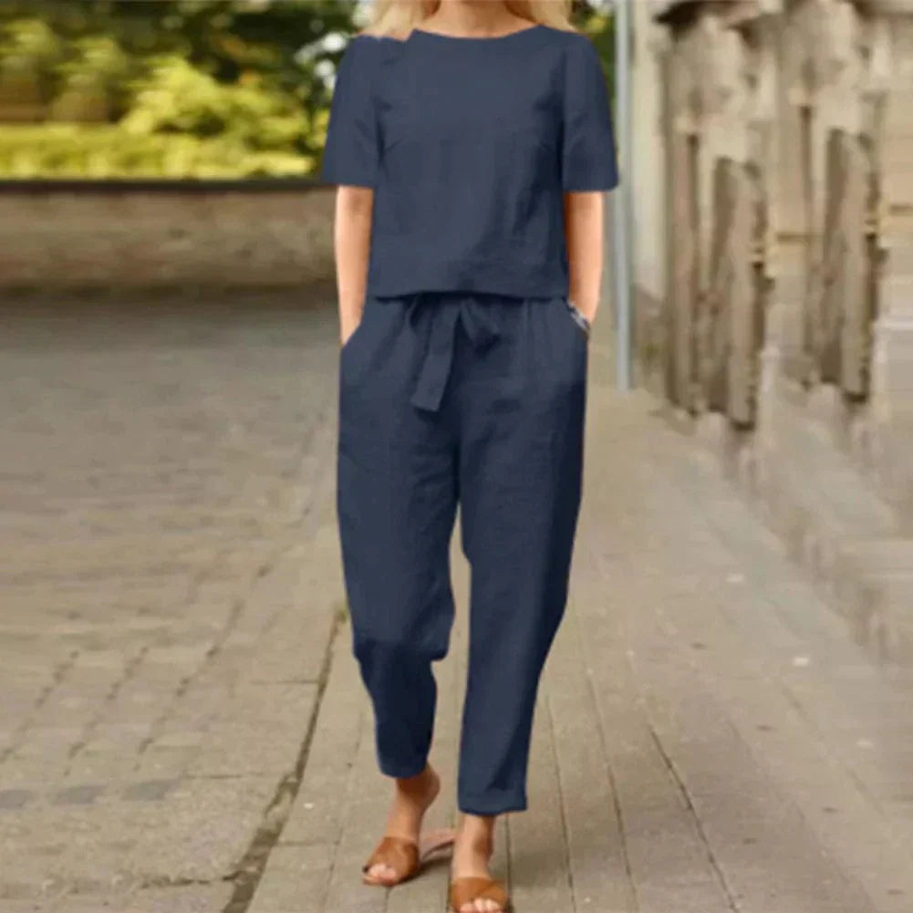 Elegante y colorido conjunto de verano de dos piezas