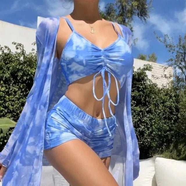 Olivia® | 3 en 1 top de bikini + pantalón + kimono