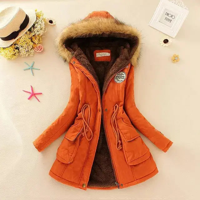 Hilde | cálida chaqueta de invierno forrada con capucha para mujer