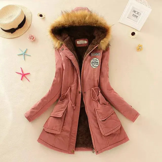 Hilde | cálida chaqueta de invierno forrada con capucha para mujer