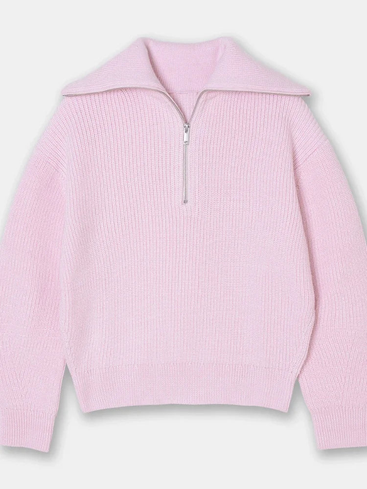 Madeleine | Jersey de cuello alto con solapa a rayas